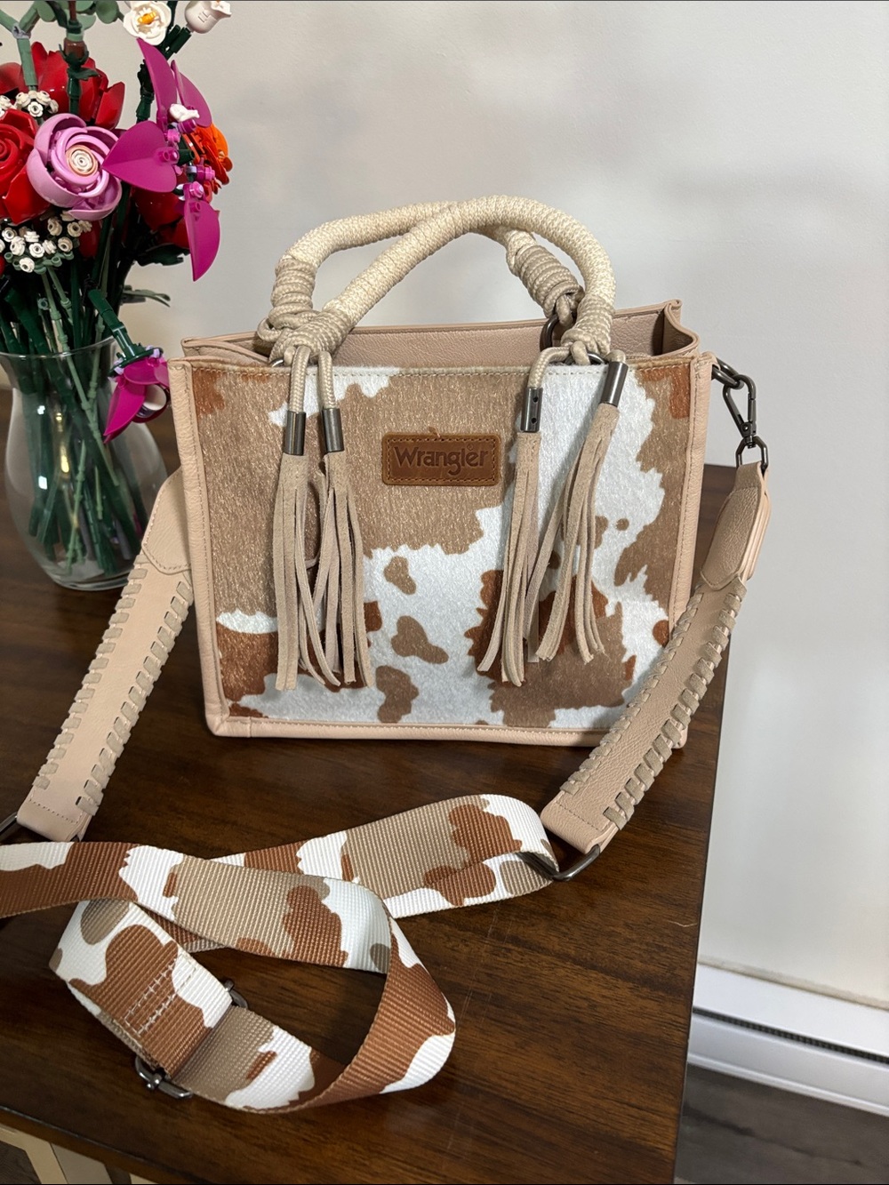 Wrangler Cow Print Cross Body Tote